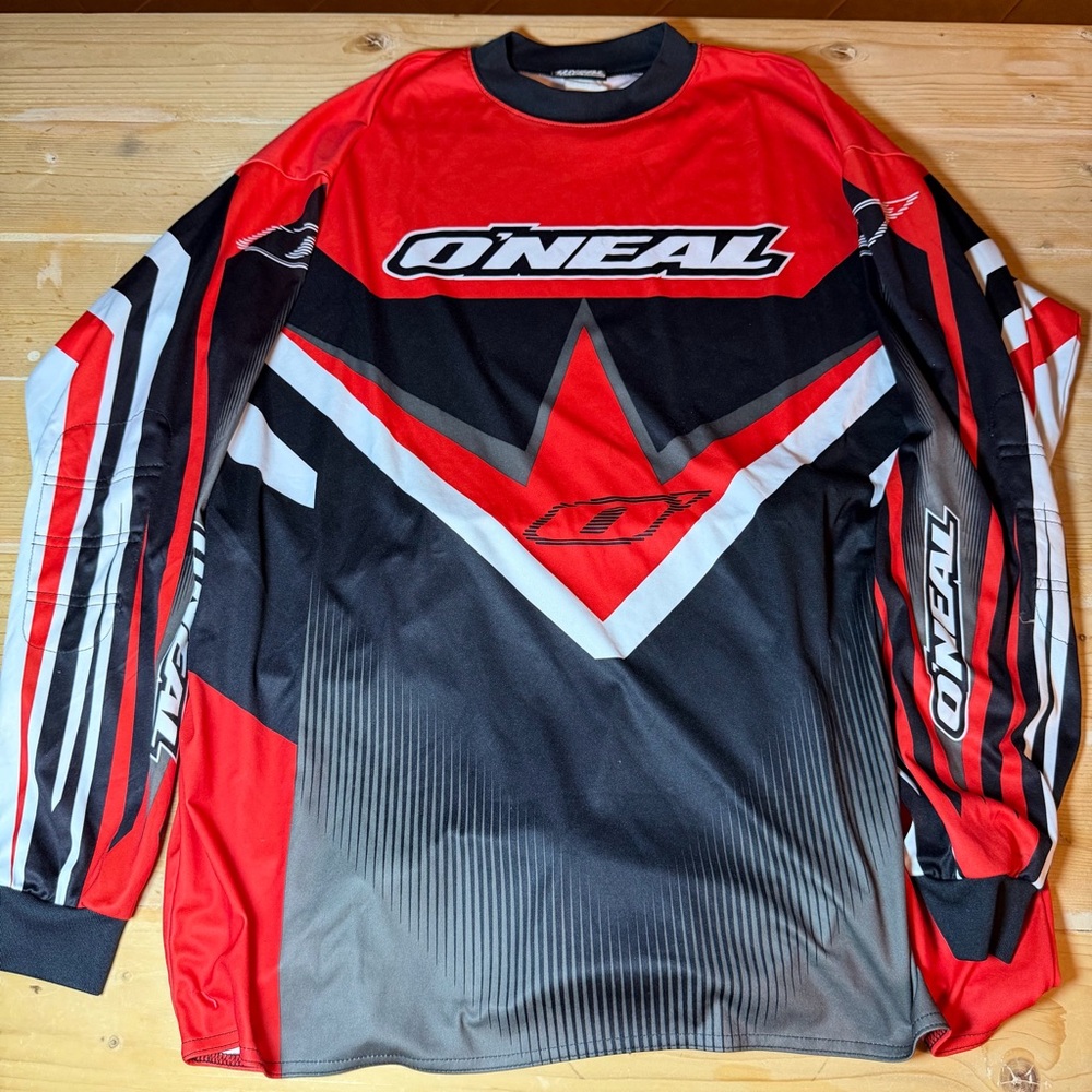 ONeal‎ Racing Mens Motocross Jersey Red Black White Long Sleeve Graphic Shirt XL